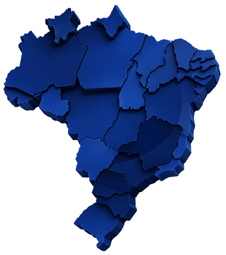Mapa do Brasil 3D — presença nacional CASE FARMA
